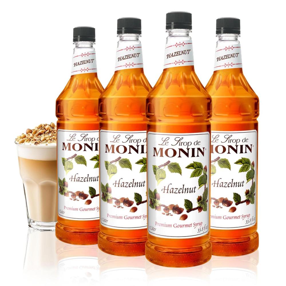 image:imageMonin Caramel Syrup Rich and Buttery Great for Desserts Coffee and Cocktails GlutenFree NonGMO 1 Liter 4PackHazelnut