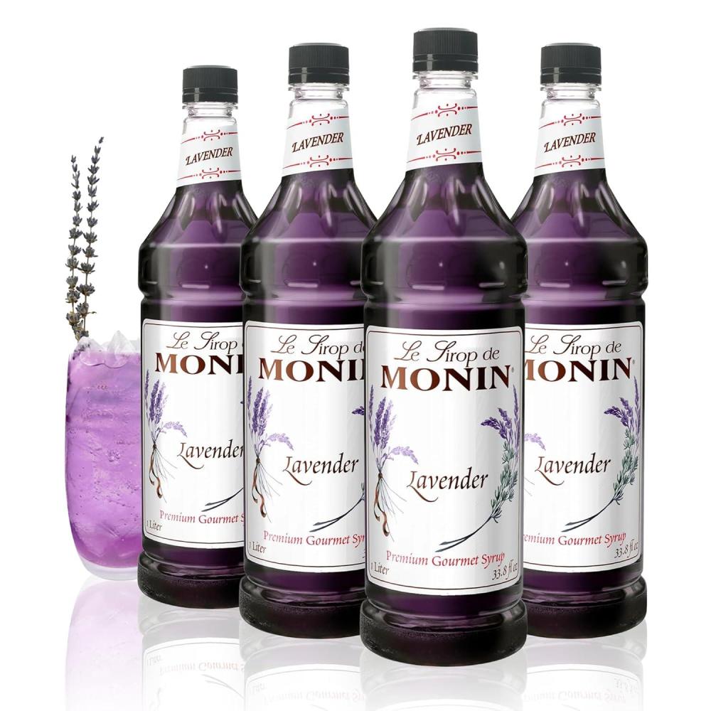 image:imageMonin Caramel Syrup Rich and Buttery Great for Desserts Coffee and Cocktails GlutenFree NonGMO 1 Liter 4PackLavender