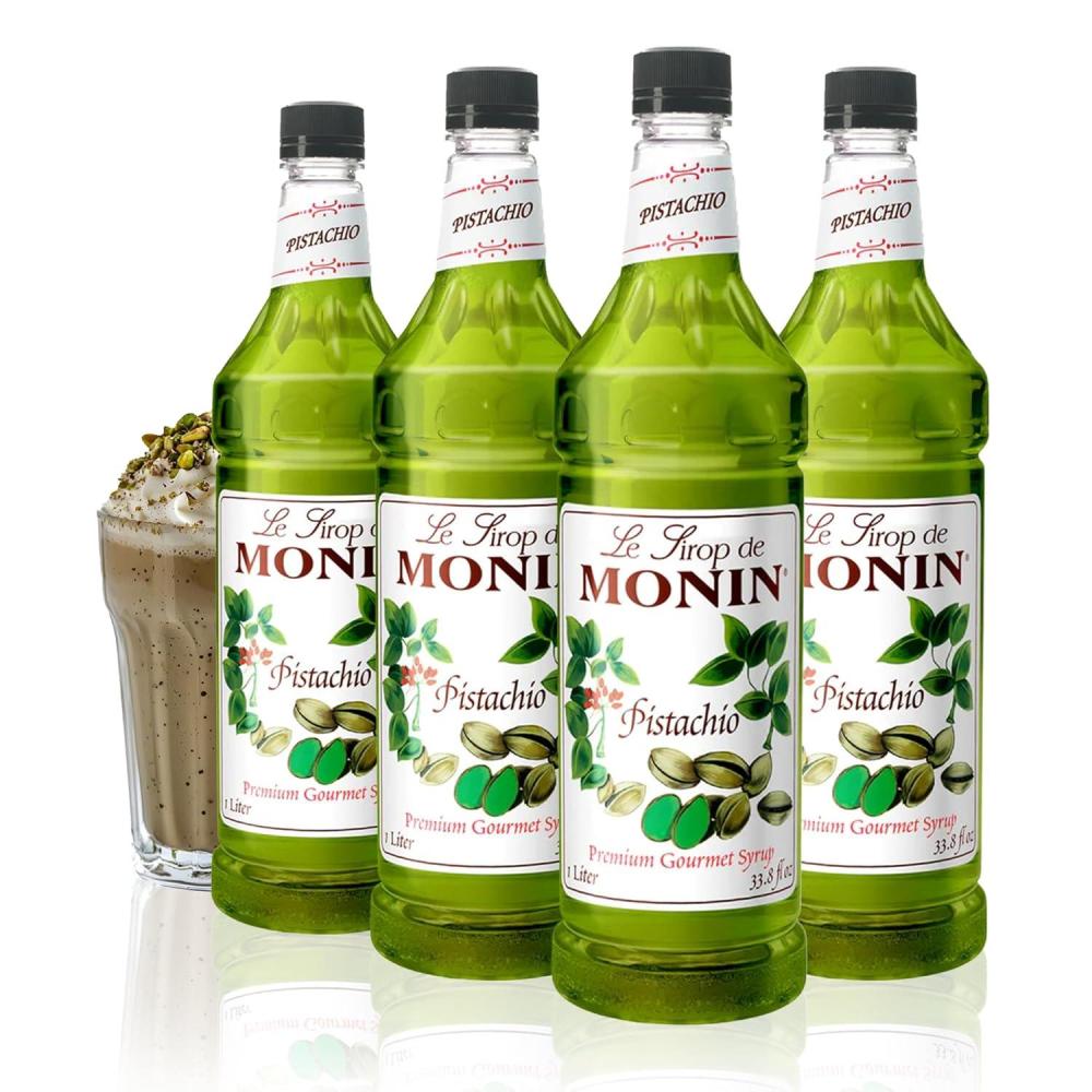 image:imageMonin Caramel Syrup Rich and Buttery Great for Desserts Coffee and Cocktails GlutenFree NonGMO 1 Liter 4PackPistachio