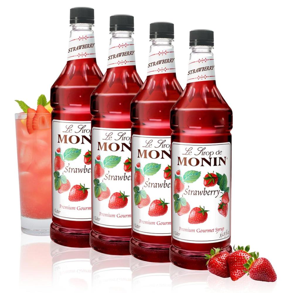 image:imageMonin Caramel Syrup Rich and Buttery Great for Desserts Coffee and Cocktails GlutenFree NonGMO 1 Liter 4PackStrawberry