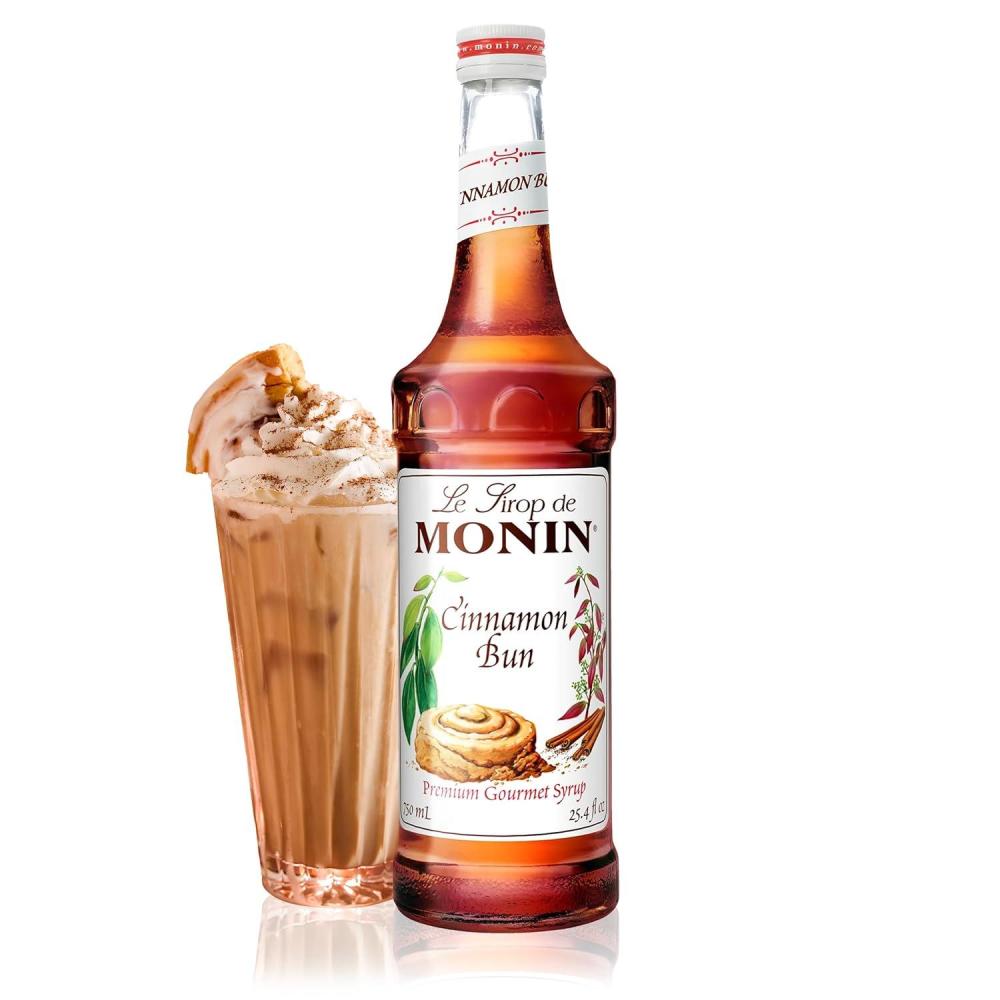 image:imageMonin Cinnamon Bun Syrup Premium Syrup for Cocktails Coffees amp More Clean Label with No Artificial Flavors No Artificial Preservatives BPAFree Glass Bottle 750 ml