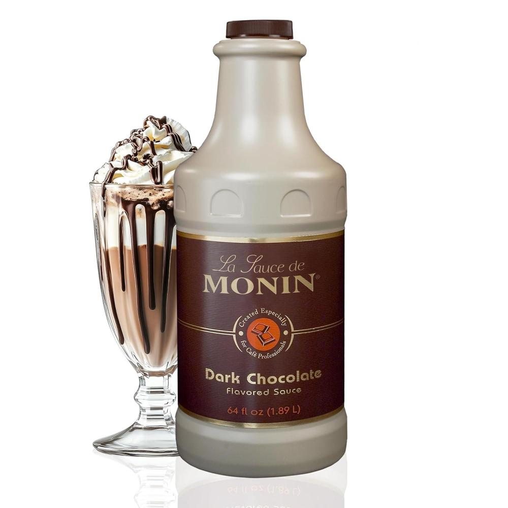 image:imageMonin Gourmet White Chocolate Sauce Creamy and Buttery Great for Desserts Coffee and Snacks GlutenFree NonGMO 64 OunceDark Chocolate