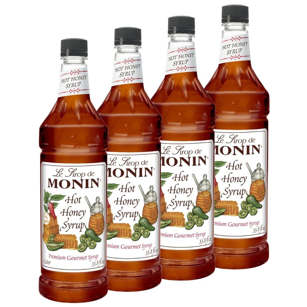 image:imageMonin Hot Honey Syrup Robust Sweet amp Spicy Flavors Great for Lemonades Teas Cocktails Culinary Recipes amp More No Artificial Sweeteners GlutenFree NonGMO Clean Label 4Pack 1 Liter