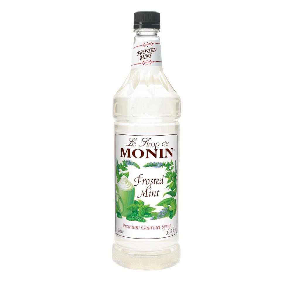image:imageMonin  Peppermint Syrup Cool Tingle of Candy Cane Natural Flavors Great for Cocoas Mochas Smoothies and Sodas NonGMO GlutenFree 1 LiterFrosted Mint