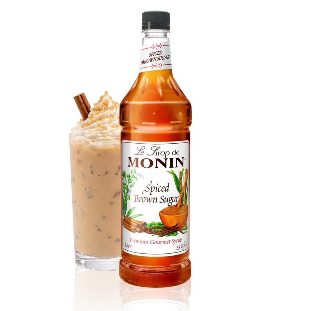 image:imageMonin  Peppermint Syrup Cool Tingle of Candy Cane Natural Flavors Great for Cocoas Mochas Smoothies and Sodas NonGMO GlutenFree 1 LiterSpiced Brown Sugar