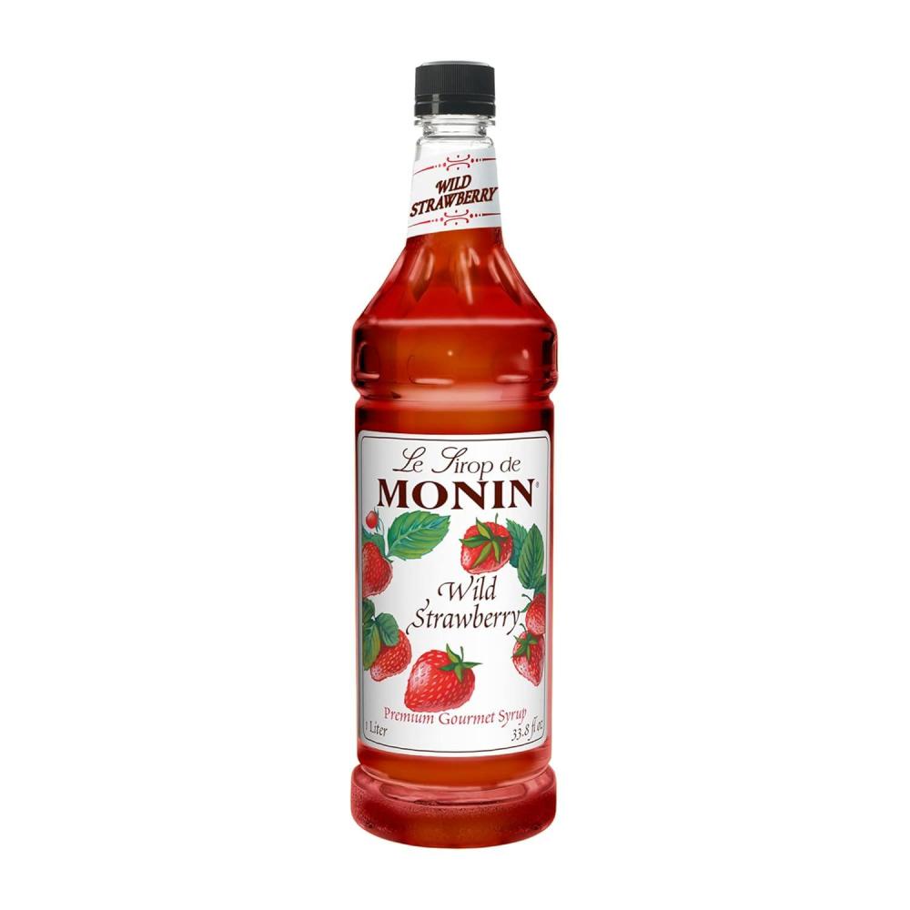 image:imageMonin Strawberry Syrup Mild and Sweet Great for Cocktails and Teas GlutenFree NonGMO 1 LiterWild Strawberry