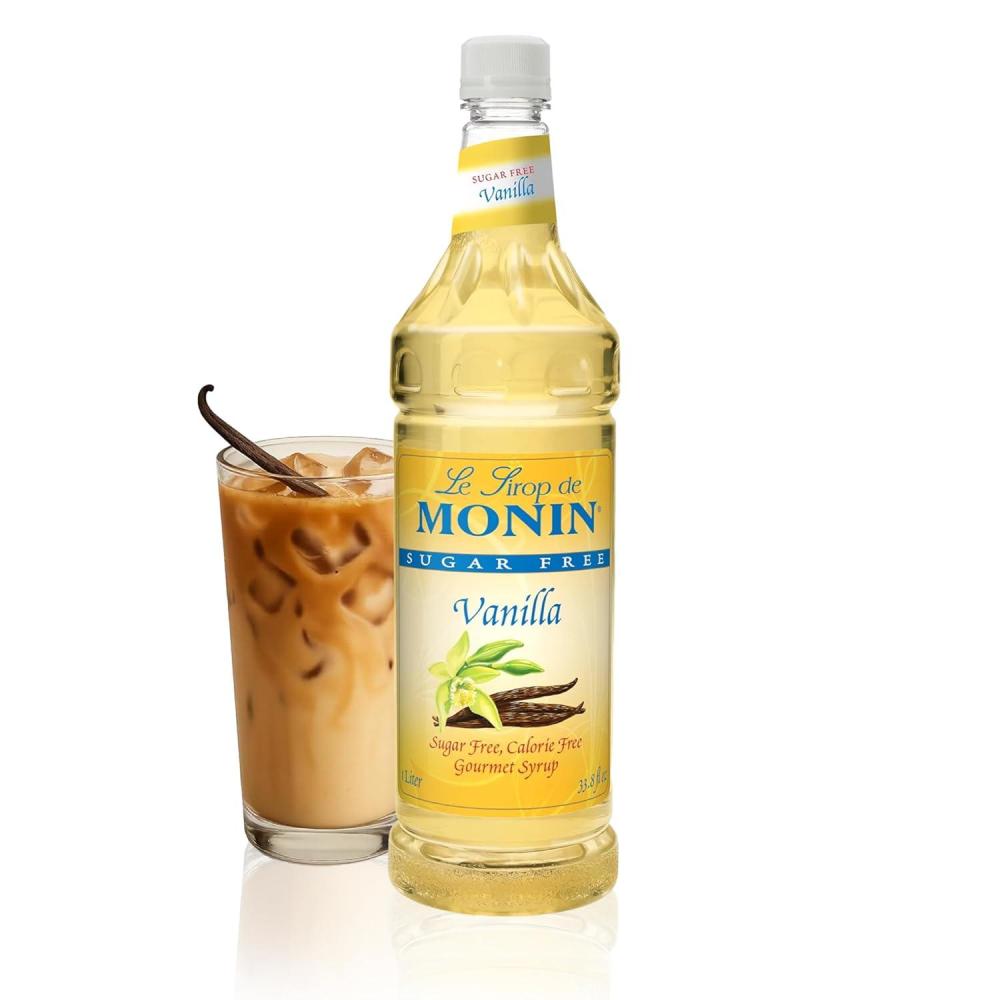 image:imageMonin  Sugar Free Blue Raspberry Syrup  Premium CalorieFree Syrup  Perfectly Sweet amp Tart for Slushes Cocktails Mocktails amp Snow Cones BPAFree Plastic Bottle 338 fl ozSugar Free Vanilla