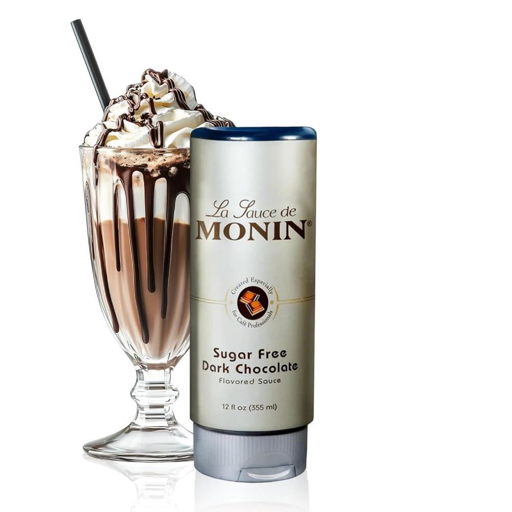 image:imageMonin  Sugar Free Dark Chocolate Sauce Velvety and Rich Great for Desserts Coffee and Snacks GlutenFree 12 OunceSugar Free Dark Chocolate