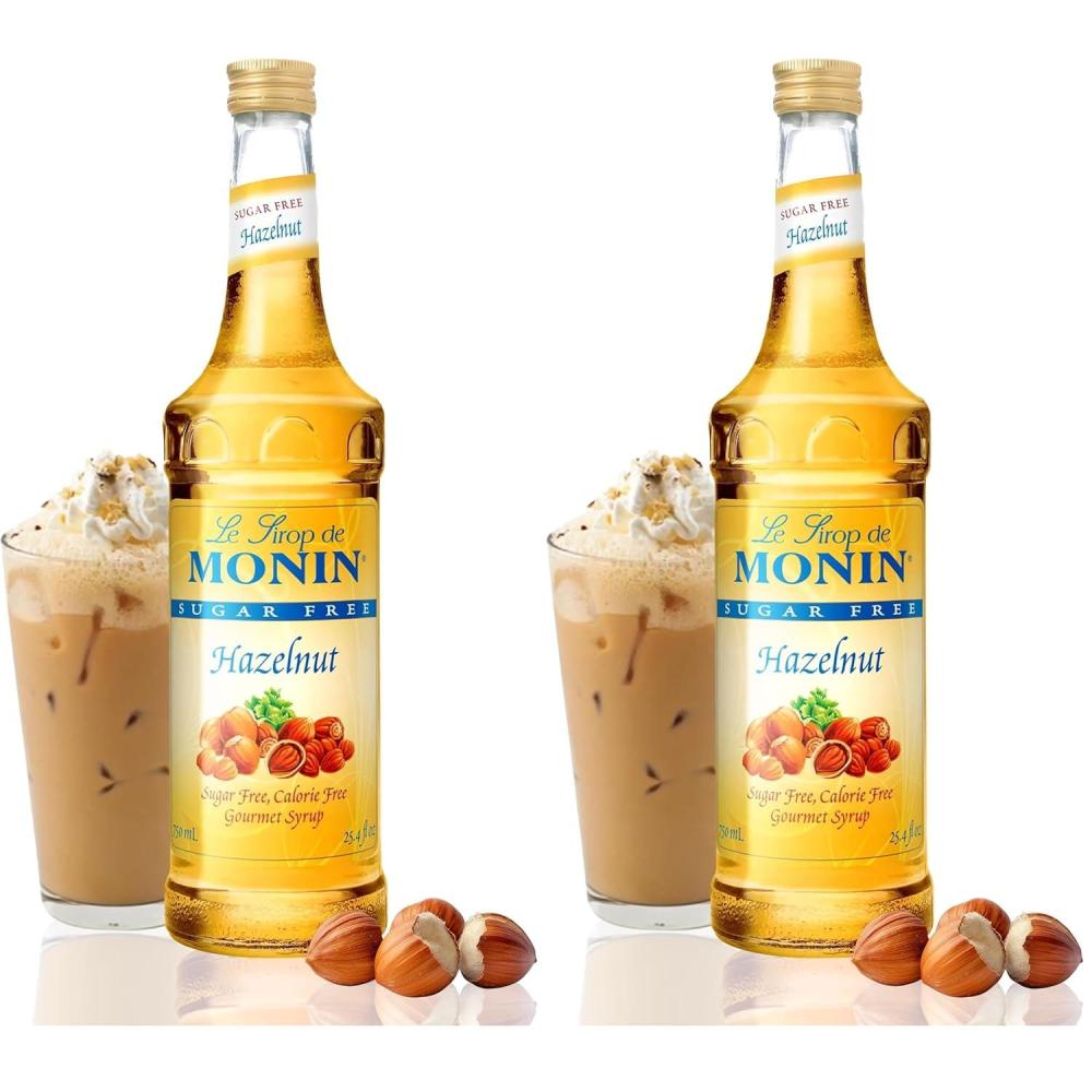image:imageMonin Sugar Free Hazelnut Syrup Nutty Taste of Caramelized Hazelnut Great for Mochas Lattes Smoothies Shakes and Cocktails NonGMO GlutenFree 750 ml254 Fl Oz Pack of 2