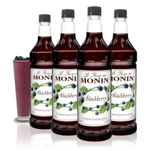 Monin – Blackberry Syrup, Soft and Succulent, Great for Cocktails, Lemonades, and Sodas, Gluten-Free, Non-GMO (1 Liter, 4-Pack)(Blackberry)