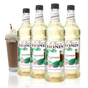 Monin – Blackberry Syrup, Soft and Succulent, Great for Cocktails, Lemonades, and Sodas, Gluten-Free, Non-GMO (1 Liter, 4-Pack)(Peppermint)