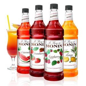 Monin – Blackberry Syrup, Soft and Succulent, Great for Cocktails, Lemonades, and Sodas, Gluten-Free, Non-GMO (1 Liter, 4-Pack)(Summer Variety Pack)