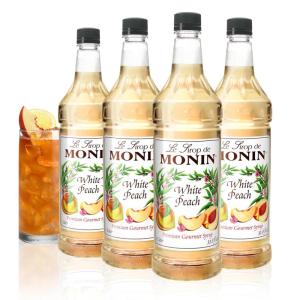 Monin – Blackberry Syrup, Soft and Succulent, Great for Cocktails, Lemonades, and Sodas, Gluten-Free, Non-GMO (1 Liter, 4-Pack)(White Peach)