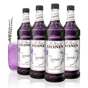 Monin – Caramel Syrup, Rich and Buttery, Great for Desserts, Coffee, and Cocktails, Gluten-Free, Non-GMO (1 Liter, 4-Pack)(Lavender)