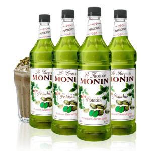 Monin – Caramel Syrup, Rich and Buttery, Great for Desserts, Coffee, and Cocktails, Gluten-Free, Non-GMO (1 Liter, 4-Pack)(Pistachio)