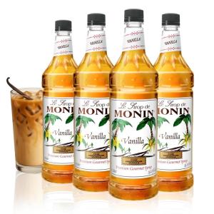 Monin – Caramel Syrup, Rich and Buttery, Great for Desserts, Coffee, and Cocktails, Gluten-Free, Non-GMO (1 Liter, 4-Pack)(Vanilla)