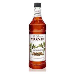 Monin – Cinnamon Syrup, Sweet and Spicy Taste of Cinnamon, Versatile Flavor, Natural Flavors, Great for Coffees, Cocoas, Ciders, and Cocktails, Non-GMO, Gluten-Free (1 Liter)
