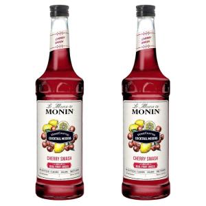 Monin – HomeCrafted Cherry Smash Cocktail Mixer, Ready-to-Use Drink Mix, Sweet & Citrusy Flavor, Just Add Bourbon, Perfect for Cocktails & Iced & Frozen Beverages (750 ml, 2-Pack)