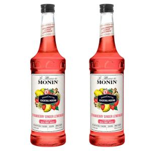 Monin – HomeCrafted Cocktail Mixers, Ready-to-Use Drink Mix, DIY Cocktail Variety Pack, Made with Real Fruit Juice, Just Add Alcohol (Mai Tai, Margarita, & Dragon Fruit Cosmo, 750 ml Each, 3-Pack)(Strawberry Ginger Lemonade)