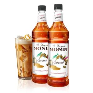 Monin – Honey Syrup, Smooth Sweet Honey Flavor, Great for Teas, Lemonades, Cocktails, & Coffee, Gluten-Free, Non-GMO (1 Liter, 2-Pack)(Caramel)