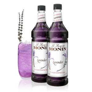 Monin – Honey Syrup, Smooth Sweet Honey Flavor, Great for Teas, Lemonades, Cocktails, & Coffee, Gluten-Free, Non-GMO (1 Liter, 2-Pack)(Lavender)