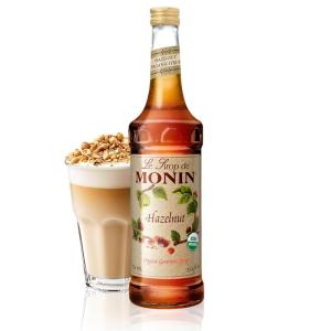 Monin – Organic Caramel Syrup | Premium Syrup for Coffee, Milkshakes, Cocktails & More (BPA-Free Glass Bottle, 750 ml)(Organic Hazelnut)