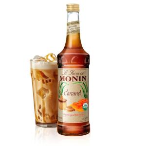 Monin – Organic Caramel Syrup | Premium Syrup for Coffee, Milkshakes, Cocktails & More (BPA-Free Glass Bottle, 750 ml)(Organic Syrup)