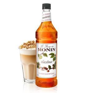 Monin – Pure Cane Syrup, Pure and Sweet, Great for Coffee, Tea, and Specialty Cocktails, Gluten-Free, Non-GMO (1 Liter)(Hazelnut)