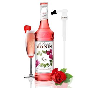 Monin – Rose Syrup with Monin BPA Free Pump, Boxed, Elegant and Subtle, Great for Cocktails, Mocktails, and Soda, Gluten-Free, Non-GMO (750 ml)