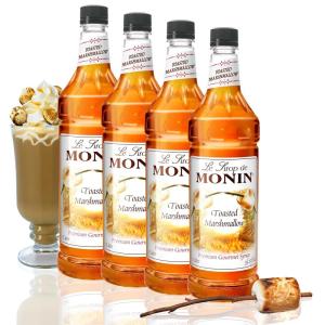 Monin – Sugar Free Blue Raspberry Syrup | Premium Calorie-Free Syrup | Perfectly Sweet & Tart for Slushes, Cocktails, Mocktails & Snow Cones (BPA-Free Plastic Bottle, 33.8 fl oz)(Toasted Marshmallow)