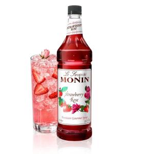 Monin – White Peach Syrup, Juicy Ripe Peach Flavor, Perfect for Cocktails, Mocktails, Iced Teas, & Smoothies, Gluten-Free, Non-GMO (1 Liter)(Strawberry Rose)
