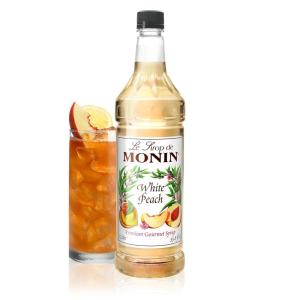 Monin – White Peach Syrup, Juicy Ripe Peach Flavor, Perfect for Cocktails, Mocktails, Iced Teas, & Smoothies, Gluten-Free, Non-GMO (1 Liter)(White Peach)